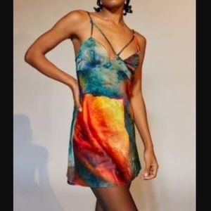 UO Pretty Please Cutout Mini Multicolor Dress Size Medium